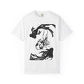 Koi Fish Illustration T-shirt | Black Ink Pond Art