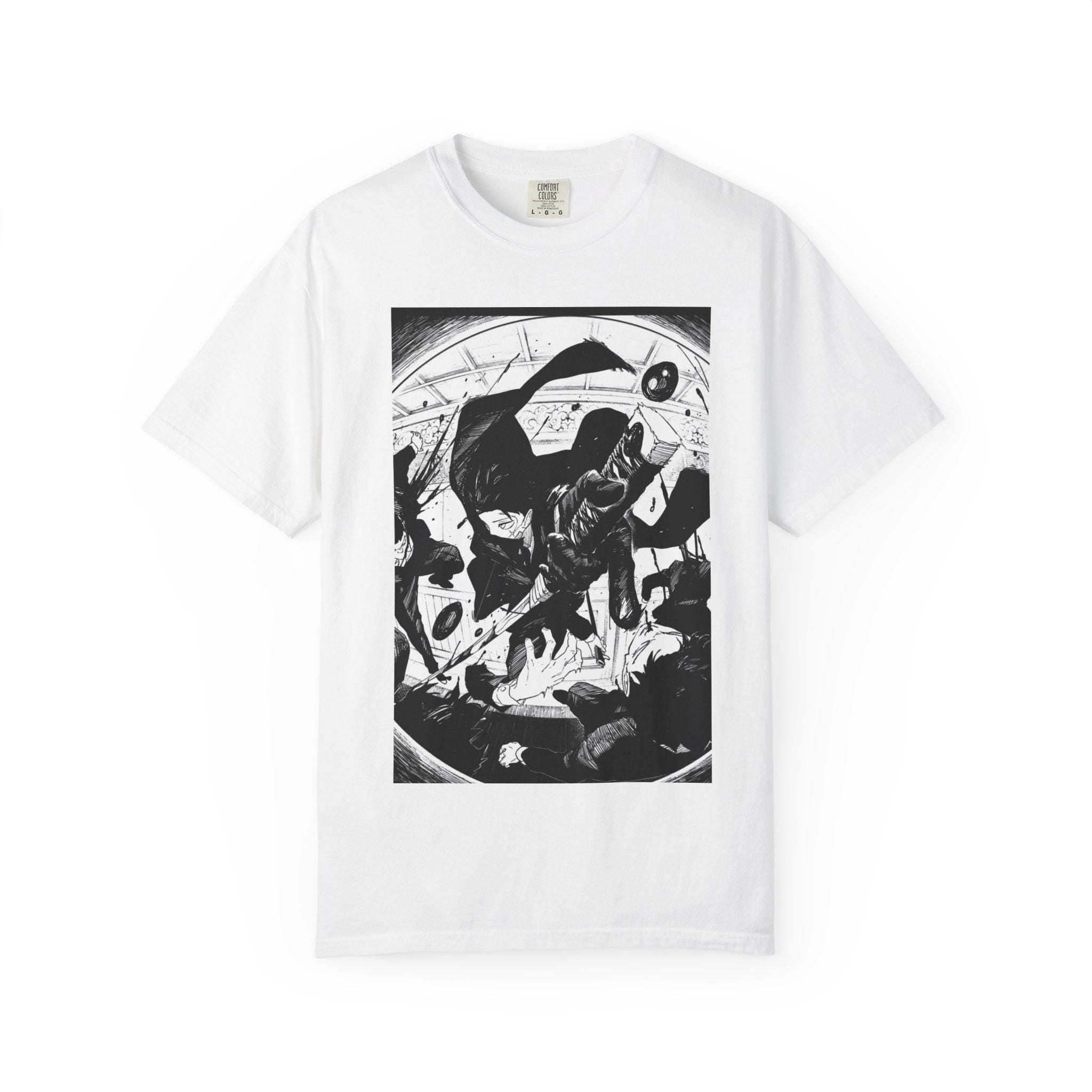 CHIHIRO Black and White t Illustration T-Shirt |