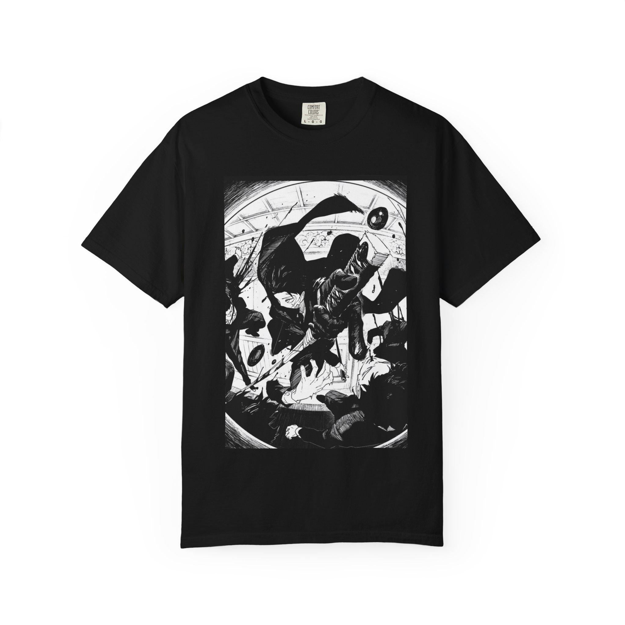 CHIHIRO Black and White t Illustration T-Shirt |