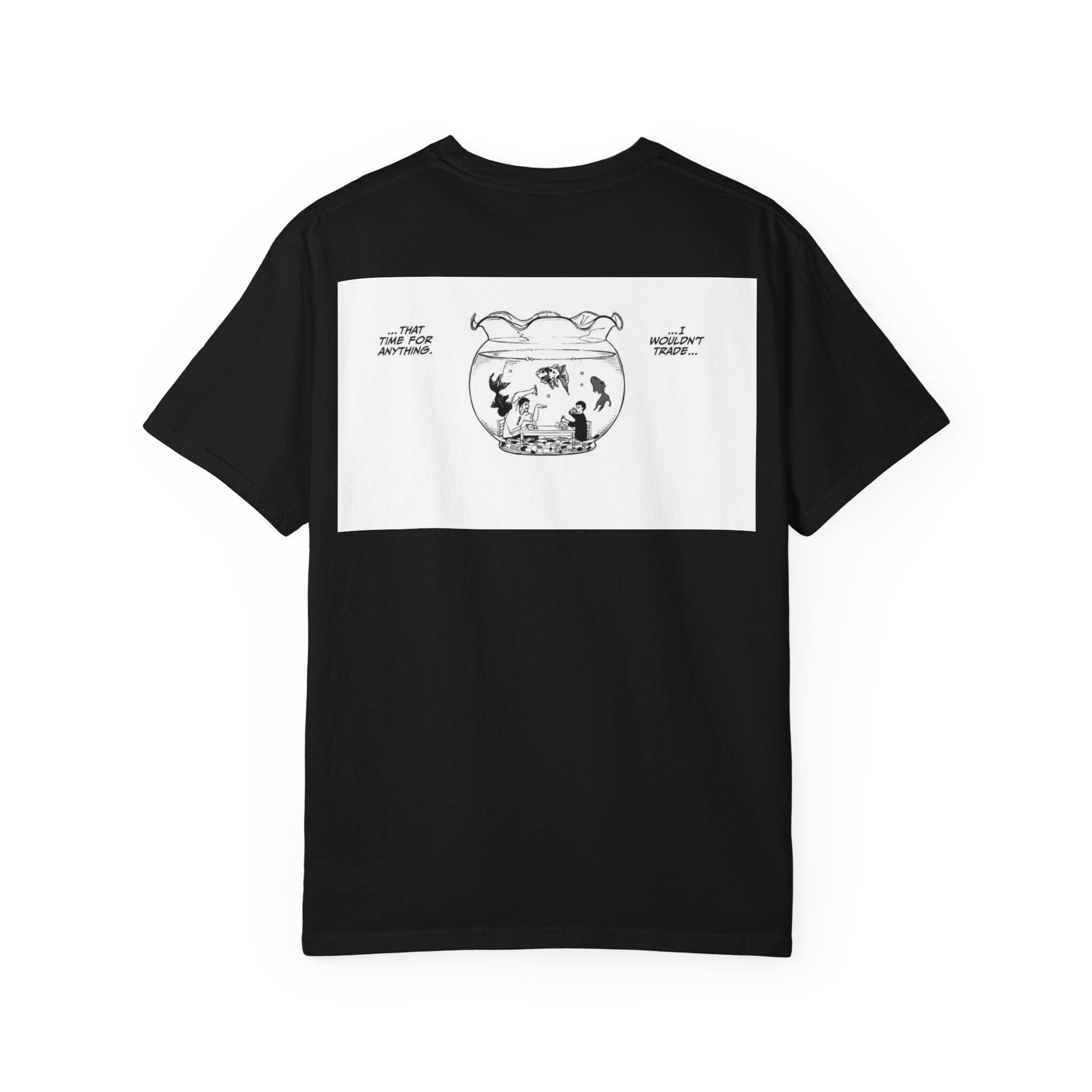 Koi Fish Illustration T-shirt | Black Ink Pond Art