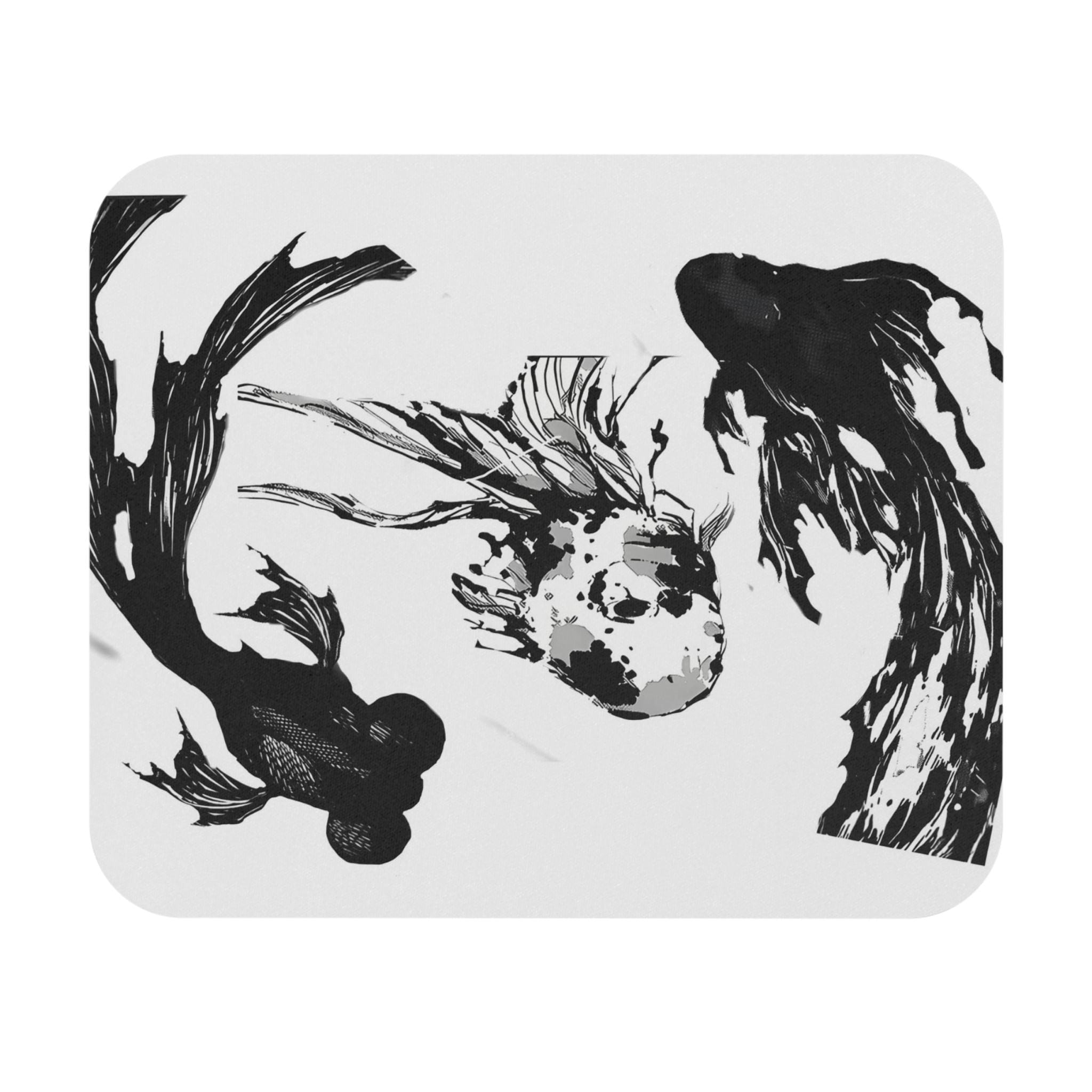 Black Ink Koi Fish Mouse Pad | Rectangle