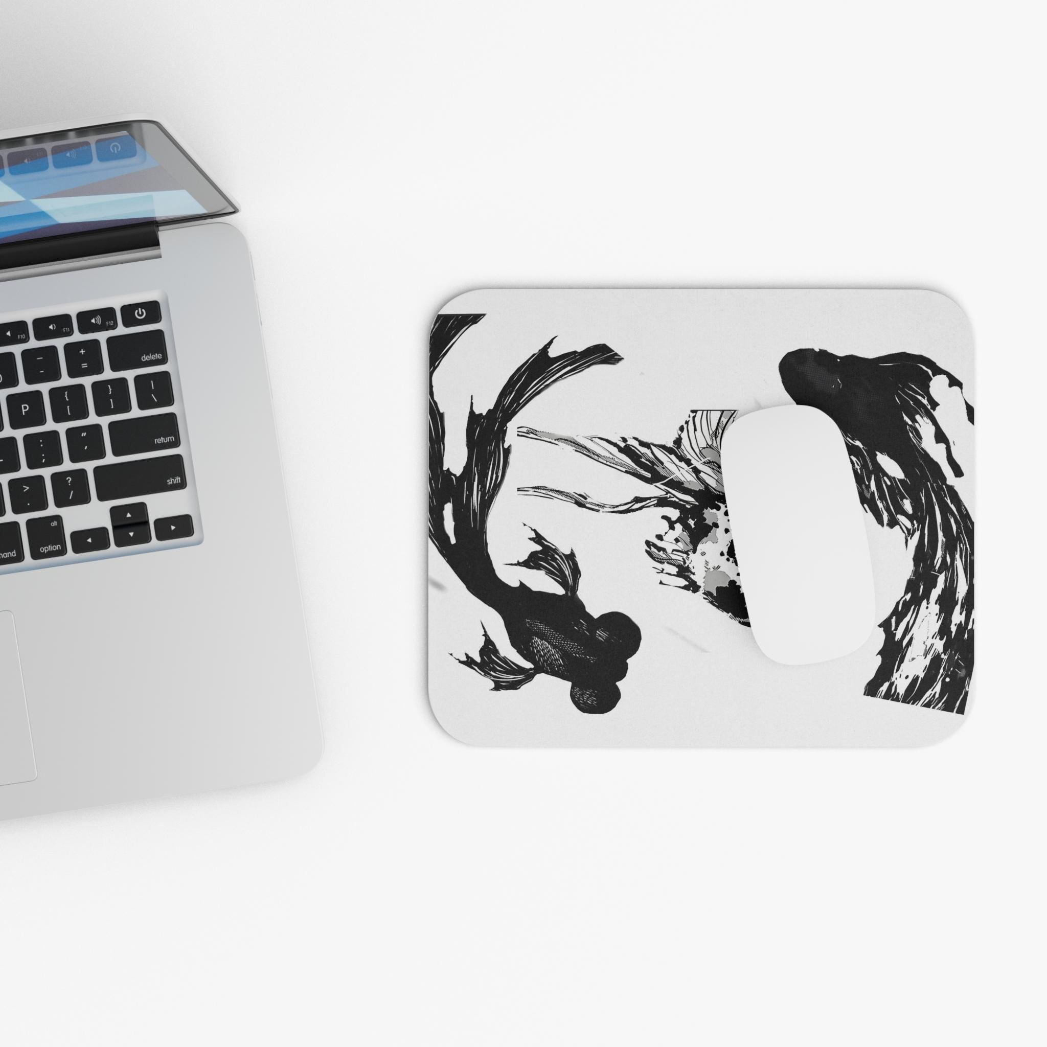 Black Ink Koi Fish Mouse Pad | Rectangle