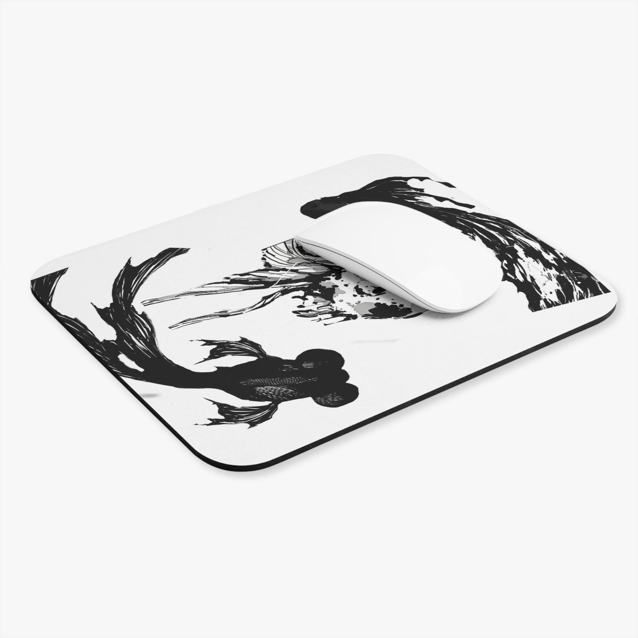 Black Ink Koi Fish Mouse Pad | Rectangle